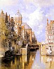 Amsterdam Paintings - The Oudezijdsvoorburgwal, Amsterdam by Johannes Christiaan Karel Klinkenberg
